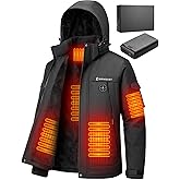 Brimekey Heated Jacket for Men with 20000 mAh Battery Pack Fleece Lining Mens Heated Coat Waterproof Windproof Skiing Hunting