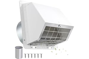 JYINCPED 4 Inch Dryer Vent Cover Outside with Mesh, Wall Vent Exhaust Vent Cover Wall Mount Extractor Vent with Flap, Exterior Vent Cover Cap Outdoor Dryer Vent Cover for Dryer Ducting House AC,White