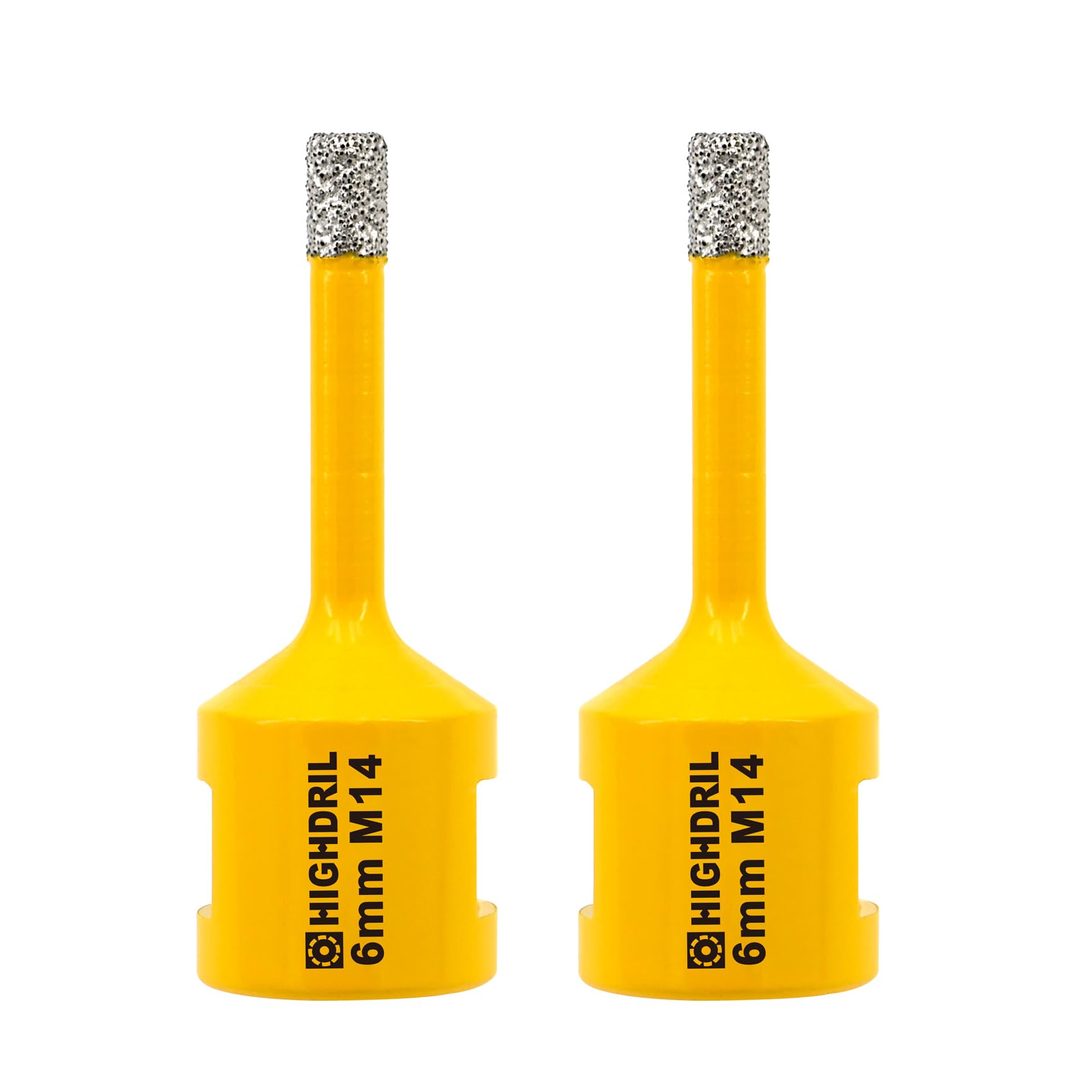 HIGHDRIL Diamond Core Drill Bit - 2Pcs 1/4" (6mm) with M14 Thread Dry drilling for Porcelain Tile Ceramic Granite Marble Stone Masonry Brick for Angle Grinders