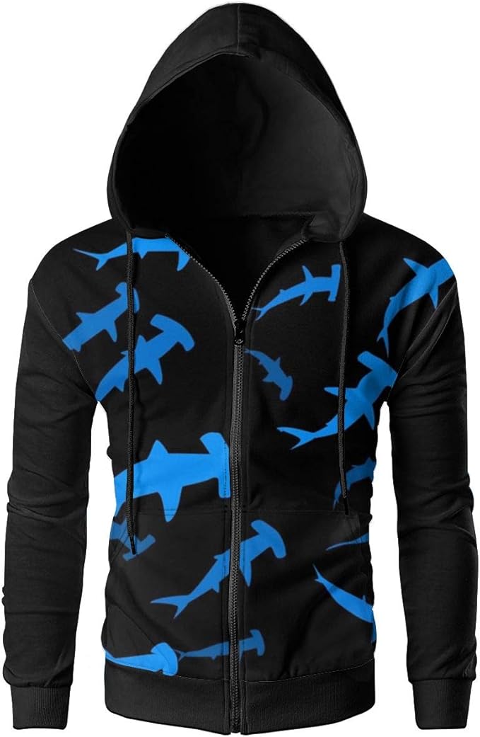 Amazon.com: Hammerhead Sharks Men Zipper Hoodie Sweatshirt Black Sportswear Jackets with Pockets 
