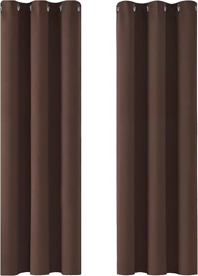 Deconovo Thermal Eyelet Curtains Blackout Chocolate 42 x 72 in 2 Panels