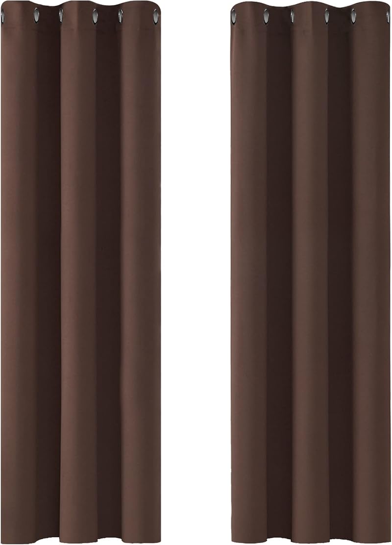 Deconovo Thermal Eyelet Curtains Blackout Chocolate 42 x 72 in 2 Panels