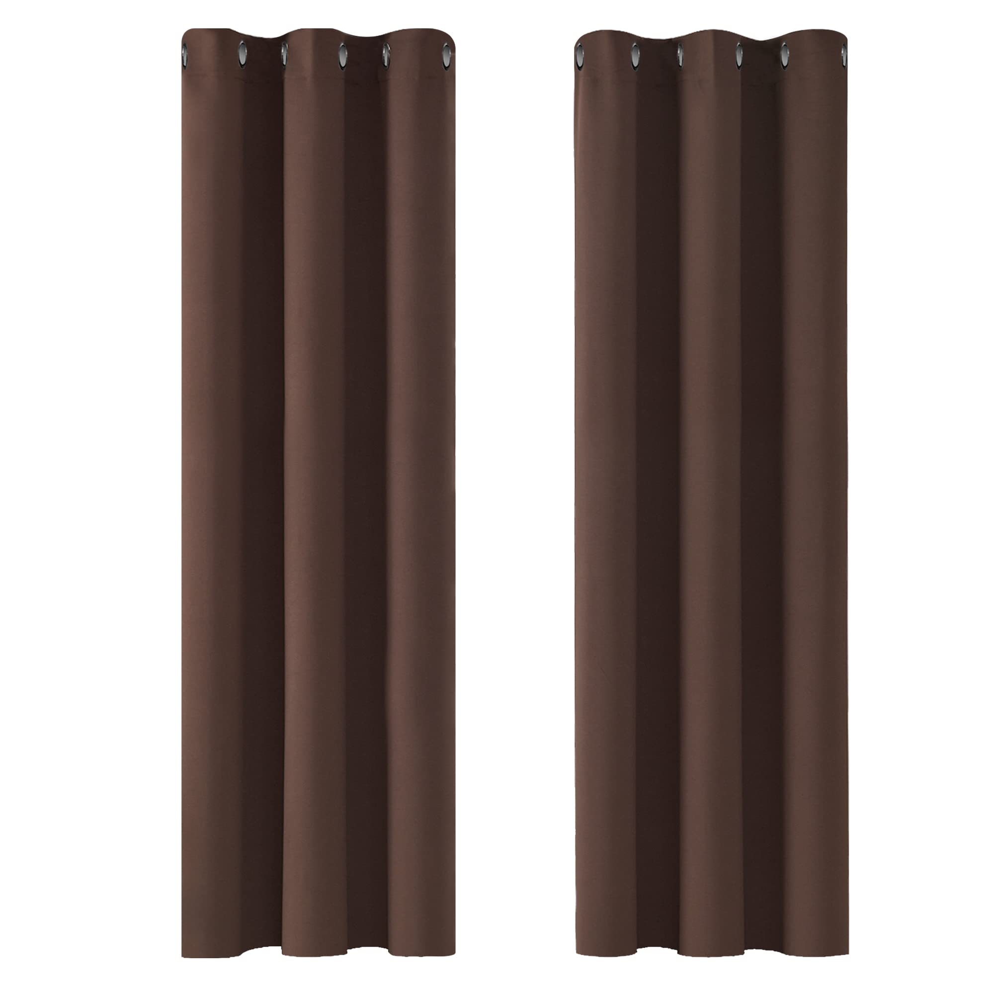 Deconovo Super Soft Thermal Insulated Eyelet Curtains Blackout Curtains for Bedroom Chocolate 42 x 72 Inch 2 Panels