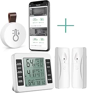 Amazon.com : ORIA Freezer Thermometer with 2 Wireless Sensors and Mini