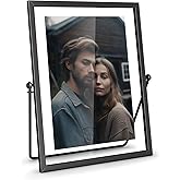 ANDUTEES 4x6 Floating Picture Frame, Black Photo Frame, Metal Pressed Flowers Desk Picture Frame with Glass for Multiple Photo Sizes (4x6, 5x7)