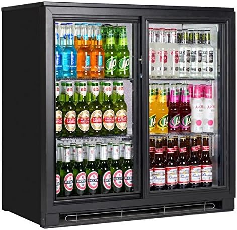 Tefcold 196 Litre Bottle Cooler with Black Sliding Door