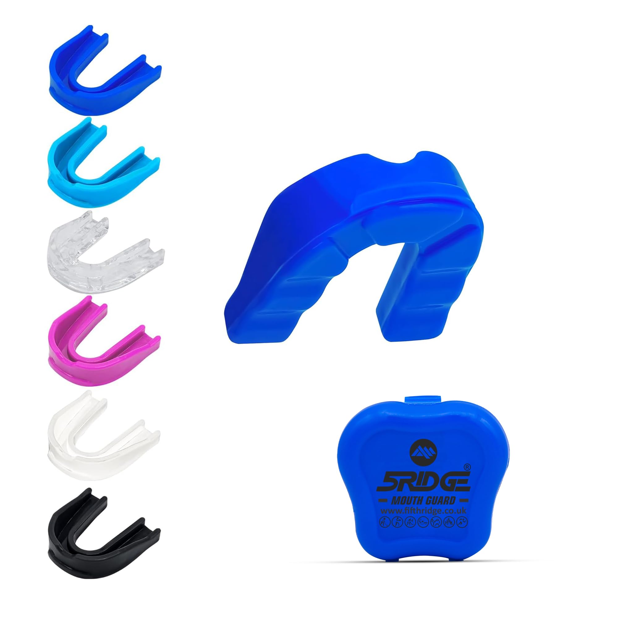 Mouth Guard - Slim Fit Sports Mouth Guard with Case - Gum Shield for Protection in Contact Sports - Durable Boxing, MMA, Judo, Karate, Rugby, Hockey, Football Mouthguard (Blue, Youth Under 10)