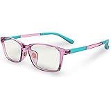 Kids Computer Blue Light Glasses: Anti Strain Protection Eye Glare Filter Rectangular Frame UV Ray Blocker Fake Reading Lens 