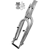 DONSP1986 Deluxe 26" Double Springer Fork 1" Threaded Bicycle Fork &amp; Headset Combo, Disc Brake, V Brake (Chromed)