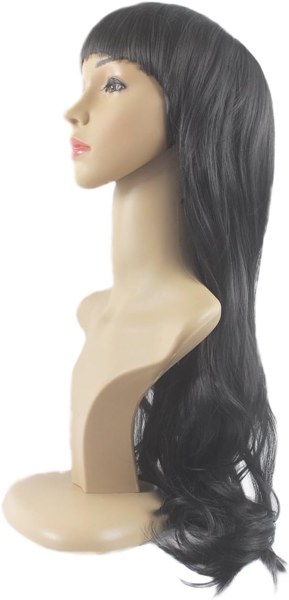 Xiaoyu Sexy and Charming Ladies Flat Bangs Long Curly Wig - Black - Image 5