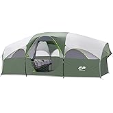 CAMPROS CP Tent 8 Person Camping Tents, Weather Resistant Family Tent, 5 Large Mesh Windows, Double Layer, Divided Curtain for Separated Room, Portable with Carry Bag