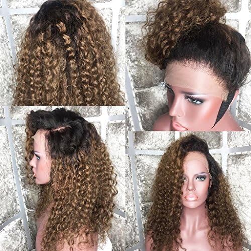 Alice Hair 130% Density Brazilian Kinky Curly Virgin Human Hair Wigs 1B/27 Blonde Lace Front Wigs With Baby Hair Ombre Loose Curly Lace Front Wigs For Black Women (16 Inch 130%Density, Lace Front Wig)