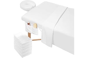 9Pcs Massage Table Sheets Set, White Microfiber Massage Sheet Set Include 3pcs Massage Fitted Sheets, 3pcs Massage Bed Cover,