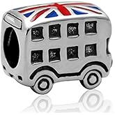 Bus Charm 925 Sterling Silver London Charm with Flag Charm of UK Charm Travel Charm for DIY Charms Bracelet
