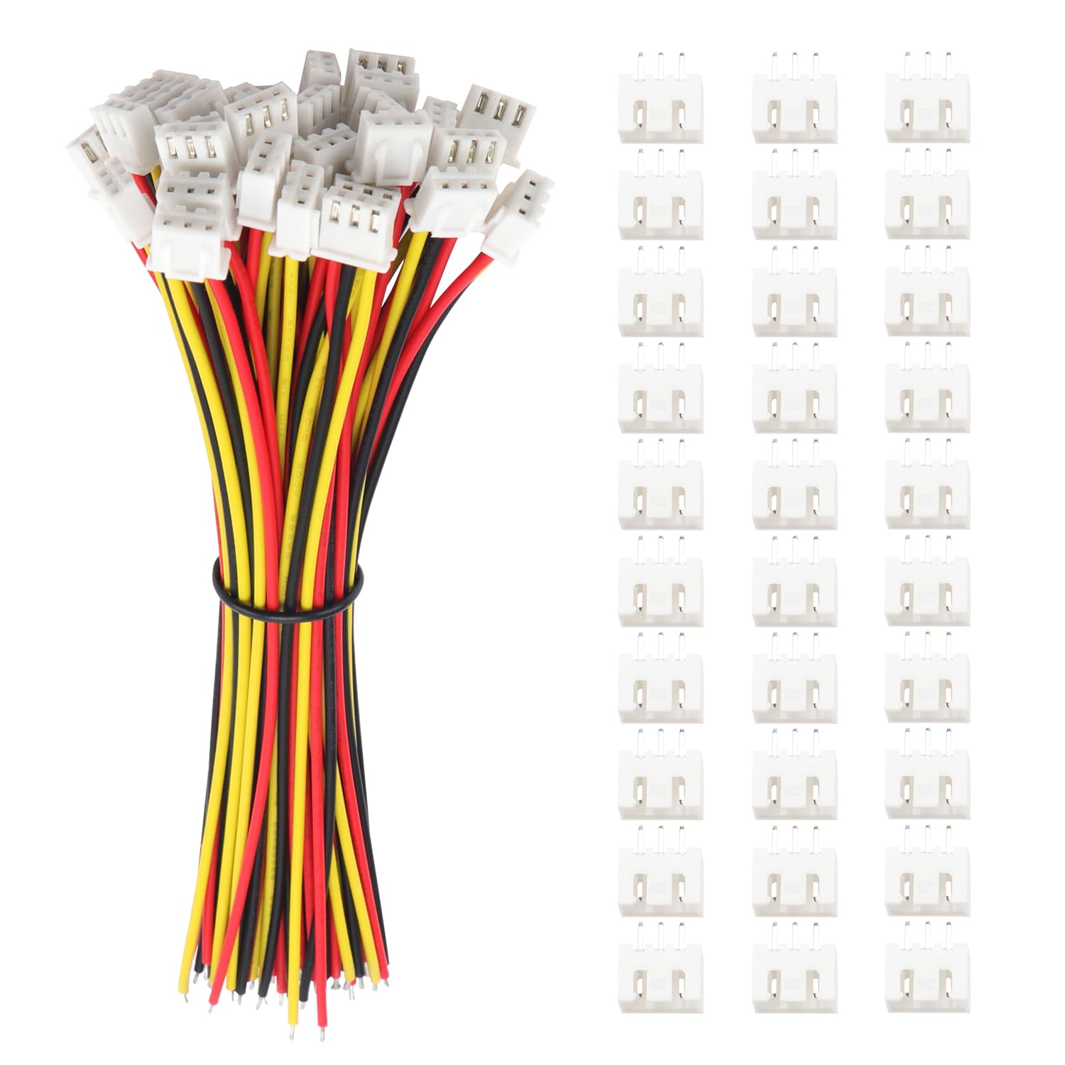 Lyeteung 30 Sets 2.54mm JST-XH Connector, Mini Micro JST XH 3 Pin Connector Plug Male with 150mm 22AWG Cable & Female Connector