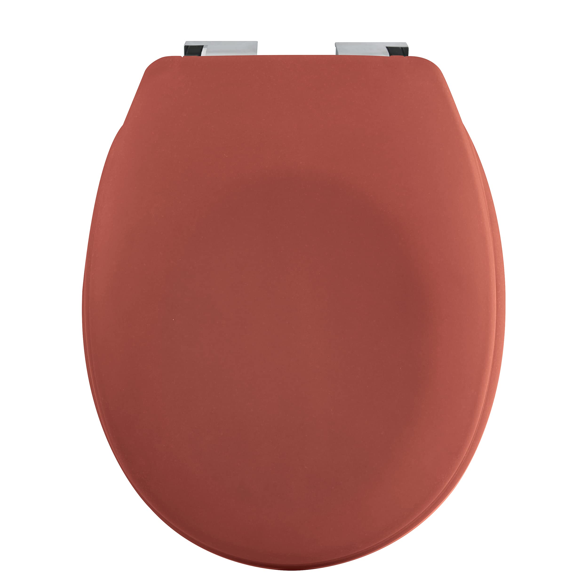 Spirella Premium Oval Toilet Lid with Matte Finish and Soft Close Mechanism, Antibacterial Toilet Seat Made of Duroplast and Rustproof Stainless Steel Terracotta, Thermo Hard, Orange