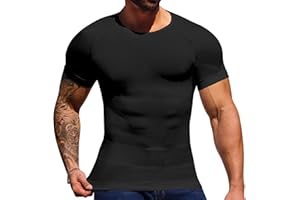 Gleefeat Mens Shapewear Body Shaper Slimming Mens Compression Shirt Tummy Control Undershirt Gynecomastia Abs Abdomen Tops