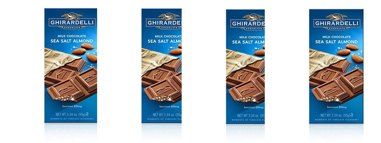 Amazon Com Ghirardelli Milk Chocolate Sea Salt Almond 3 5 Oz Pack Of 4 Grocery Gourmet Food