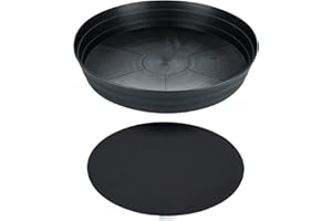 GARDEN HOUR THE PERFECT TIME TO GROW Garden Hour 25" Extra-Large Plant Saucers for Potted Plants & Felt Mat Floor Protection - Plastic Trays Indoors No Holes Extra-Deep Drip 25W x 4.2D in.