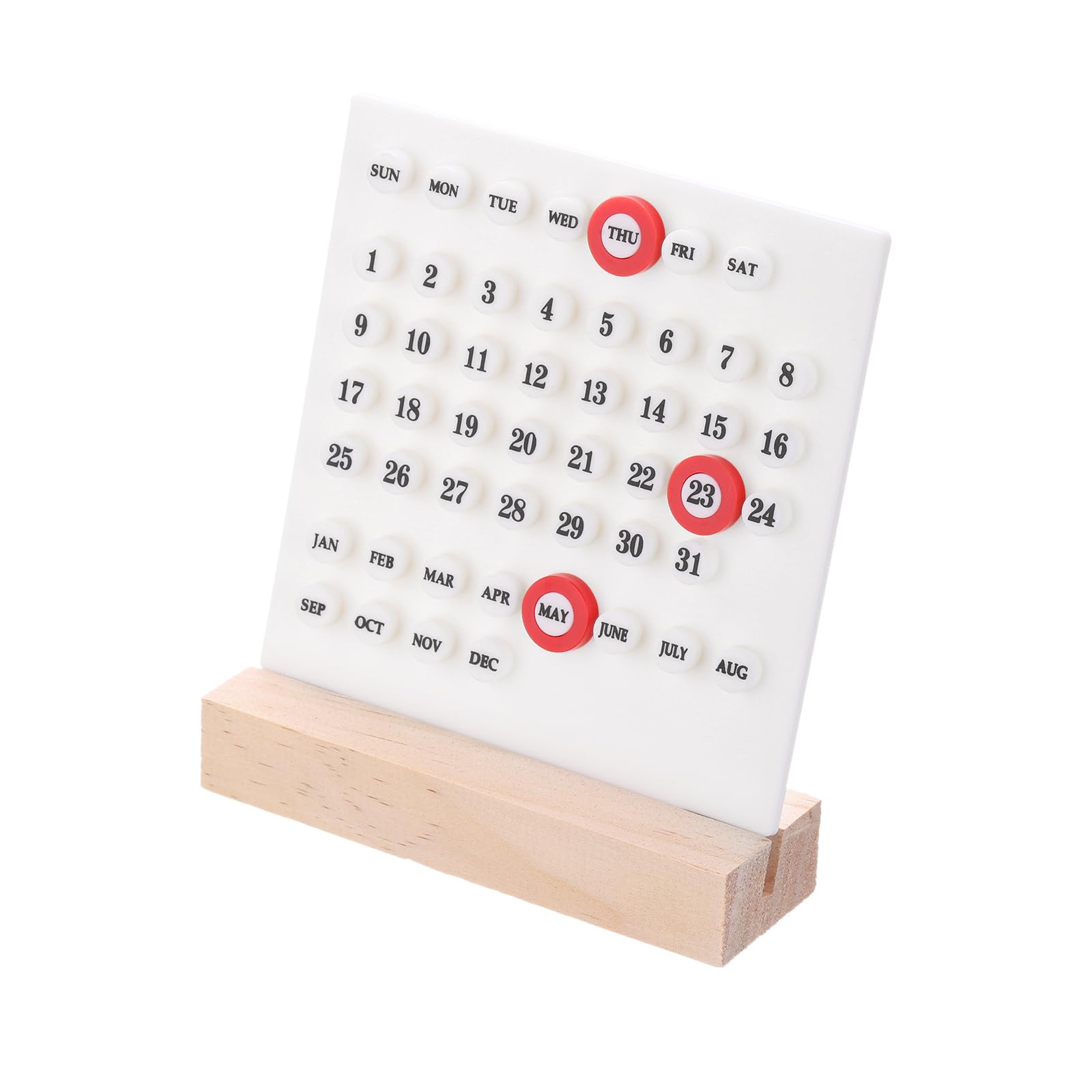 PATIKIL Wood Perpetual Calendar, Desktop Acrylic Calendar Stand Month Week Date Display for Desk Shop Office Home Decoration, White
