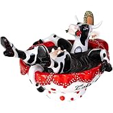 Pacific Giftware Cow Parade Fancy Holstein Cow Decorative Resin Figurine, Black and White with Red Accents, Latin Coffee Theme, Hand-Painted Glossy Finish, 7.28 x 6.02 x 4.33 Inches