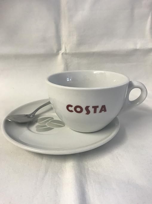 Costa Coffee Cup With Saucer And Spoon Medium 275ml Primo Amazon.co.uk