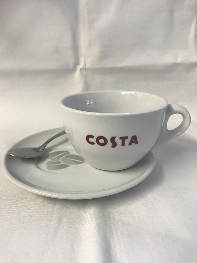 Costa Coffee Cup With Saucer And Spoon Medium 275ml Primo Amazon.co.uk