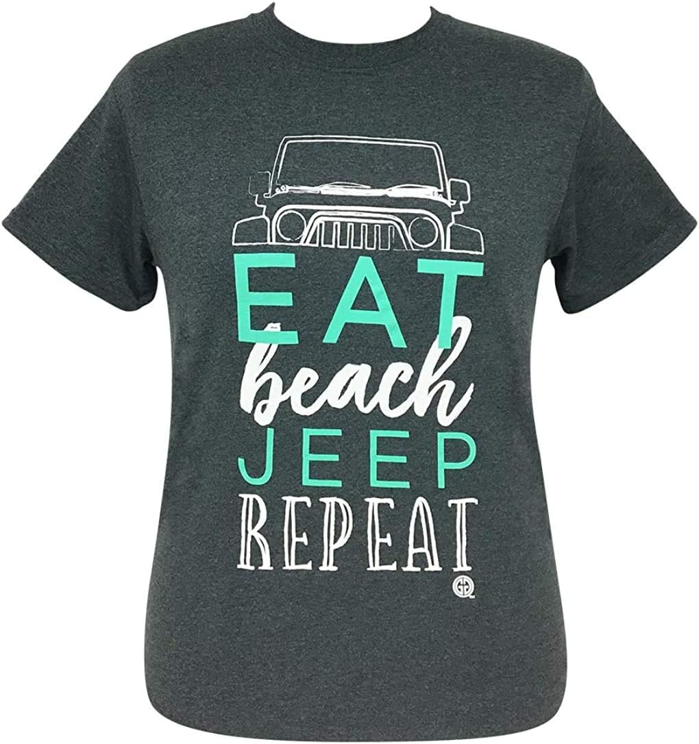 Girlie Girls Beach Jeep Repeat Short Sleeve Adult T-Shirt