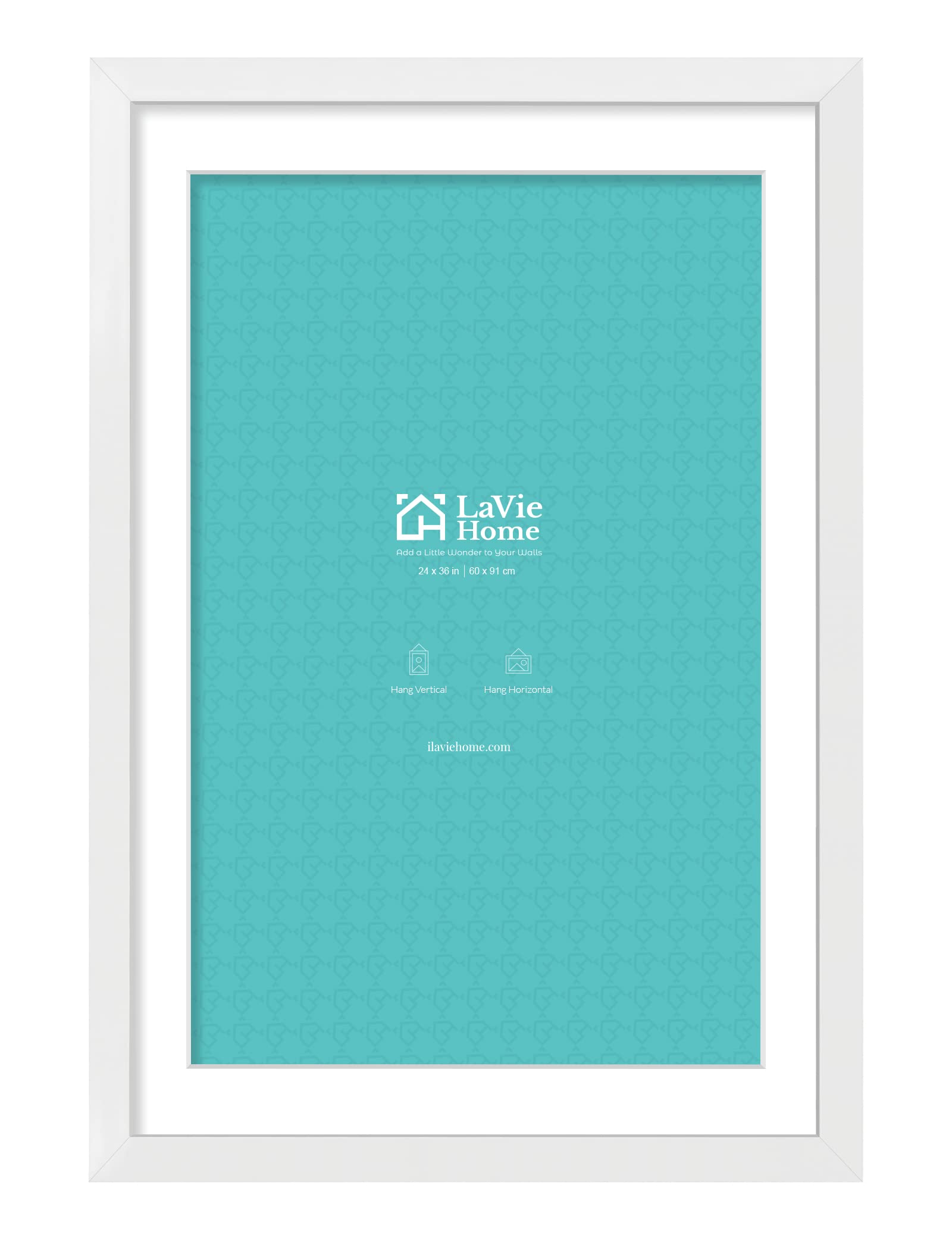 Photo 1 of **MISSING PLEXIGLASS***LaVie Home 24 x 36 Poster Frame White, Display Pictures 20x30 with Mat or 24x36 Without Mat, Stable and Sturdy Picture Frame and Polished Plexiglass, Horizontal and Vertical Format of The Wall?1 Pack?