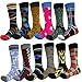 Rusoji Mens 12 Pack Patterned Dress Socks (12Assorted-01)
