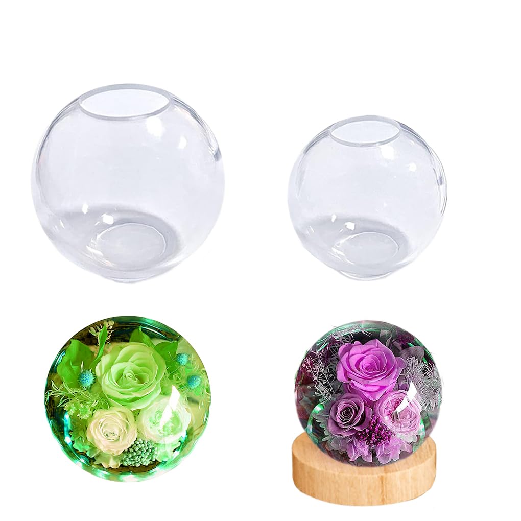 FineInno 2 PCS Sphere Resin Mould, Round Beads Silicone Mould, Ball Mould for Epoxy Resin DIY Pendant Earring Jewelry Making