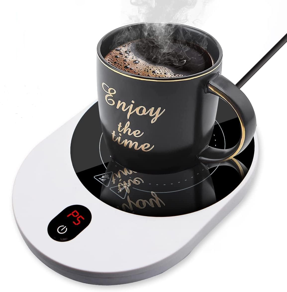 PYXISTIFY 200W Coffee Cup Warmer – Electric Coaster with 5 Temp Gears up to 212℉ (100℃) – Auto Shutoff - Waterproof Plate Boils Water – Heating Wax, Tea, Cocoa, Milk – Smart Beverage Warming (No Cup)