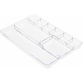 Lorell Drawer Tray Organizer, 9-Compartments, 9.38" x 14" x 1.25", Plastic, Clear