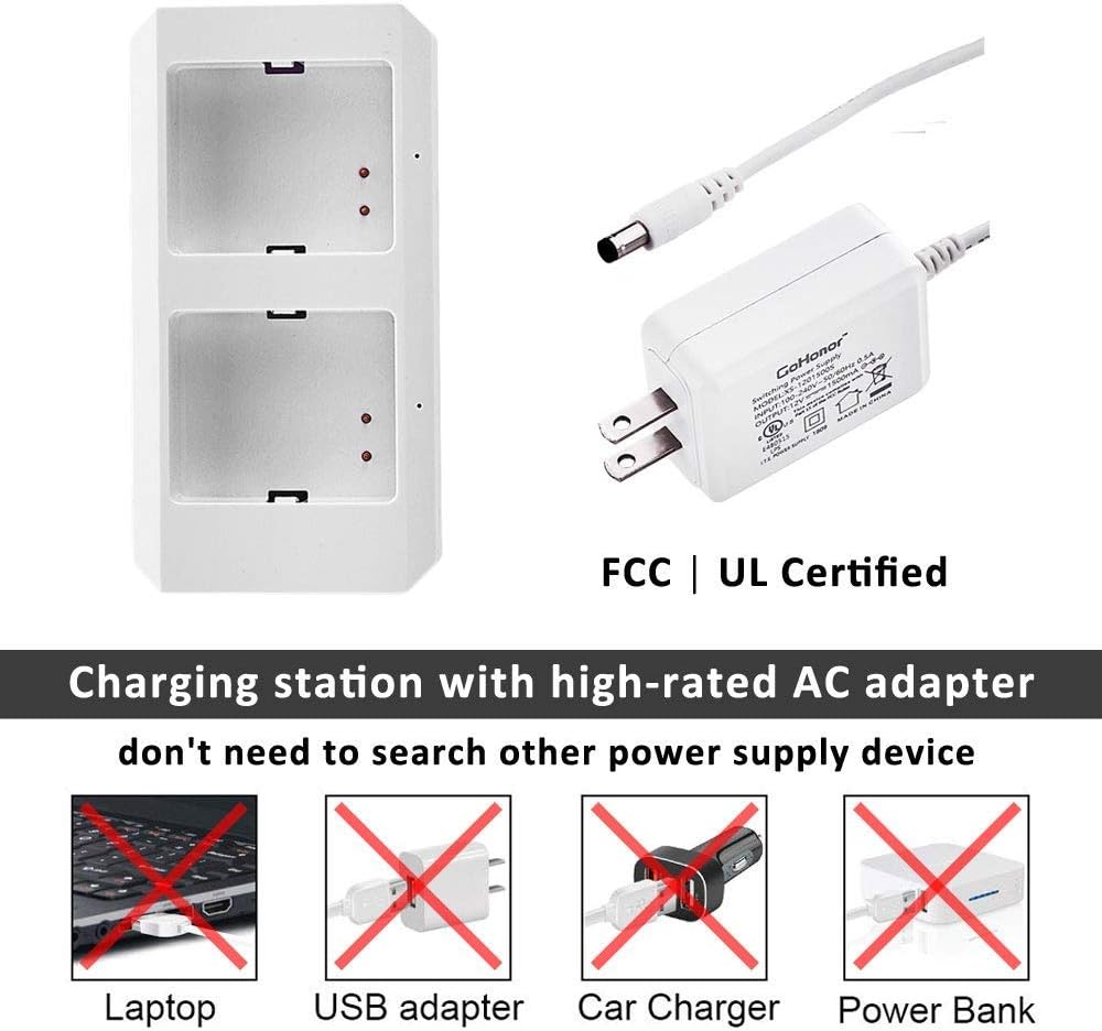 Charging Station for Arlo Charger for Arlo Batteries for Arlo Pro & Arlo Pro 2 & Arlo Go & Arlo Security Light VMA4410 Fireproof Material Adapter Pass FCC & UL Certified : Camera & Photo