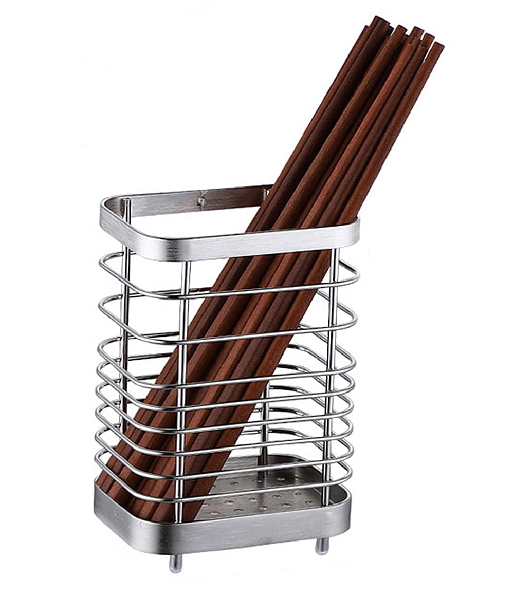 はしたて 箸置き 箸入れ 箸立て スプーンラック フォーク収納 キッチンツールスタンド カトラリースタンド キッチン用品 収納便利 (Lサイズ銀色)