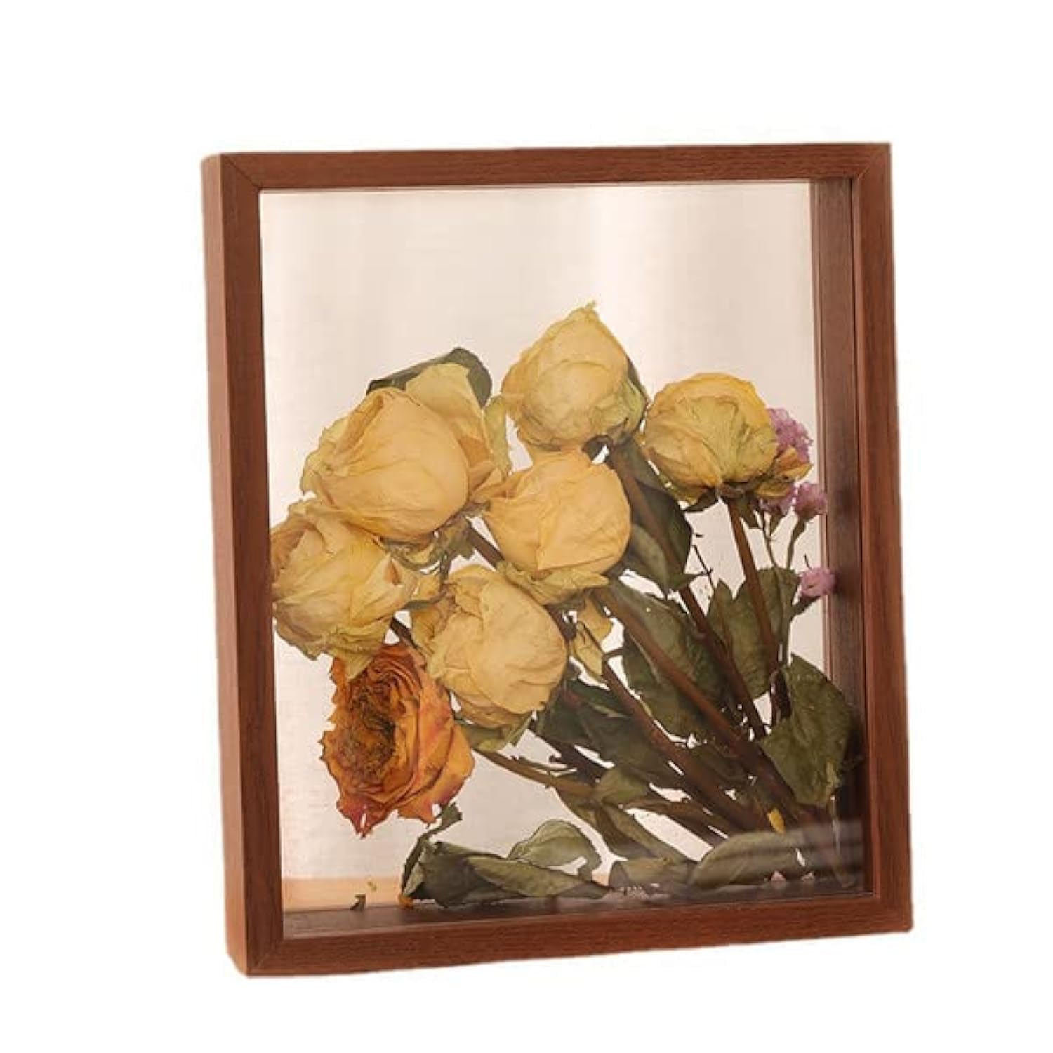 2 packsWooden Dried Flower Photo Frame Dried Flower Display Stand Decorative Floating Photo Frame (brown 4x6")