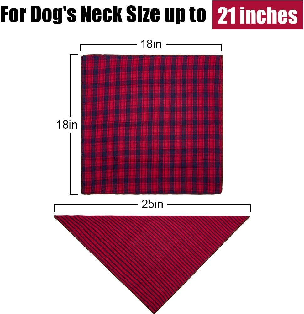 Dog Bandanas - 6PCS Birthday Christmas Gift Washable Black Blue Red Dog Bandana Square Plaid Printing Dog Bib Double Reversible Kerchief Scarf Adjustable Accessories for Small to Large Dog Puppy Cat : Kitchen & Dining