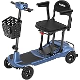 Mobility Scooters for Adults & Seniors - Ultra Lightweight 27.5 lbs Carbon Fiber Folding Electric Scooter - Airlines Approved All-Terrain Portable Scooter with Basket and Charger Included-Blue