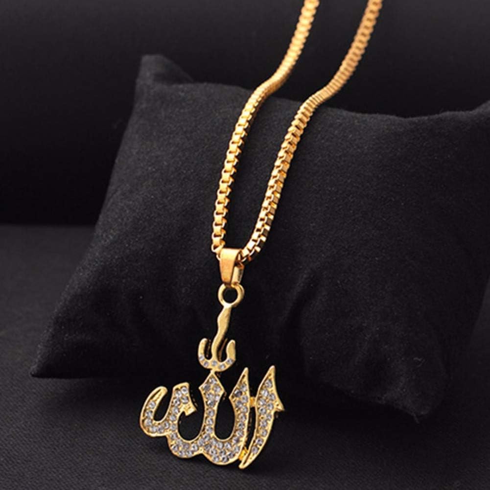 Necklace Men Women Jewelry Hip Hop Crystal Charm Pendant Allah Necklace Rock Rhinestone Long Chain Necklace Jewellery