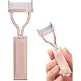 Yrarbil Eyelash Comb Separator, Arc Designed Lash Definer Comb Makeup Mascara Comb Applicator With Cover, Eye Cosmetic Brush Tool (Naked Pink)