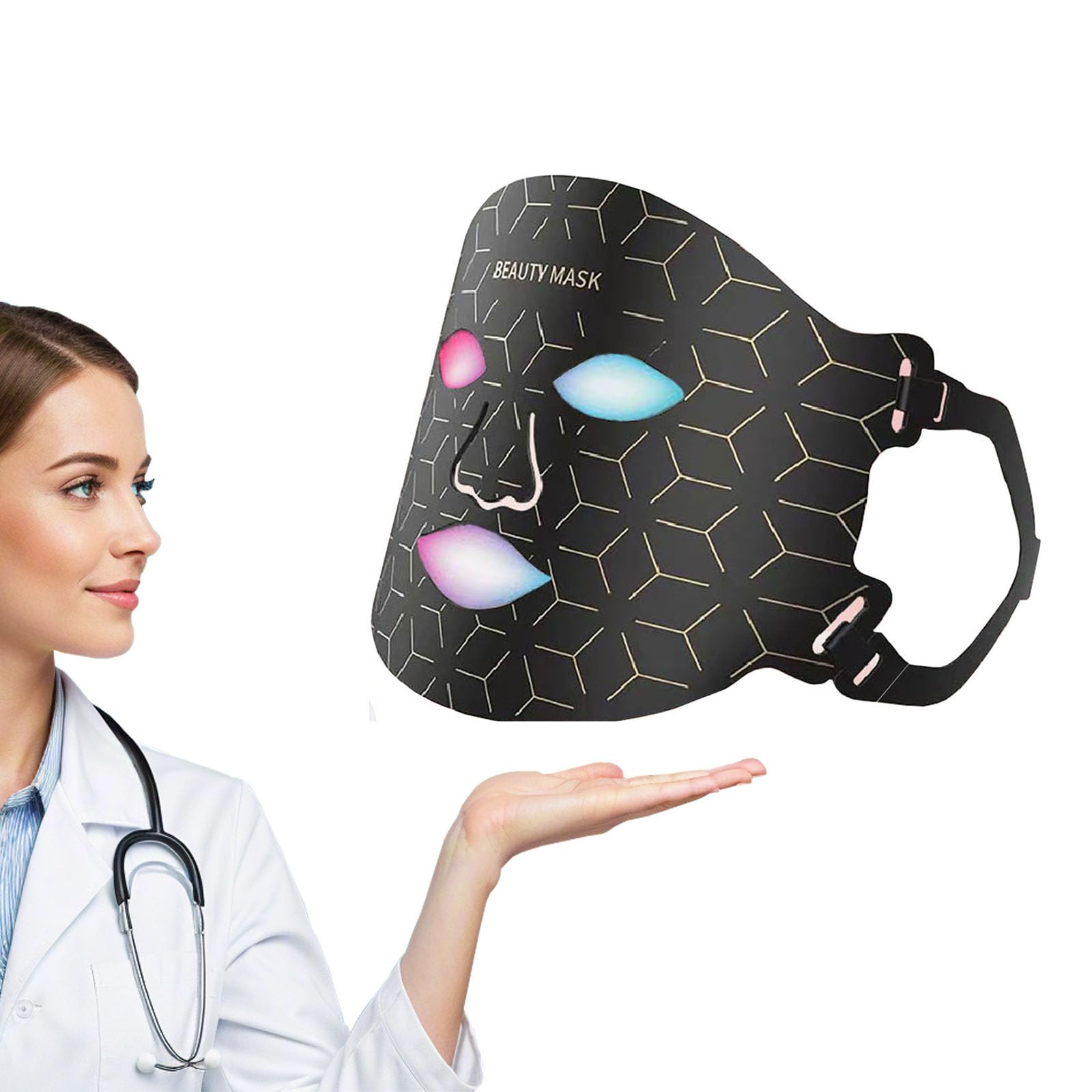 Photo 1 of Led Face Mask Light Therapy, 7 Colors LED Facial Skin Care Beauty Mask,Yellow Blue Red Light Therapy Mask Face High-Density Light Beads Skincare Tool