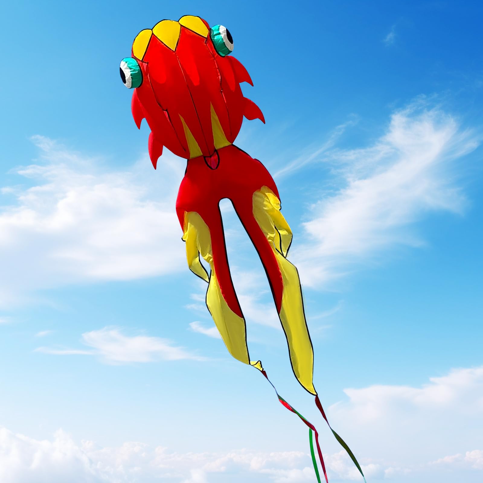 Kite for Adults Giant Goldfish Kite - Large Easy-Fly Outdoor Kite for Kids & Adults, Durable Nylon with Colorful Design (Red)