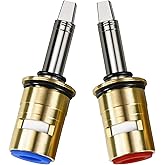 Upgraded 377XKRHJKABNF & 377XKLHJKABNF Long Ceramic 1/4-Turn Cold & Hot Cartridge Kit, Compatible with Chicago Cartridge, Long Stem for Concealed-Caps