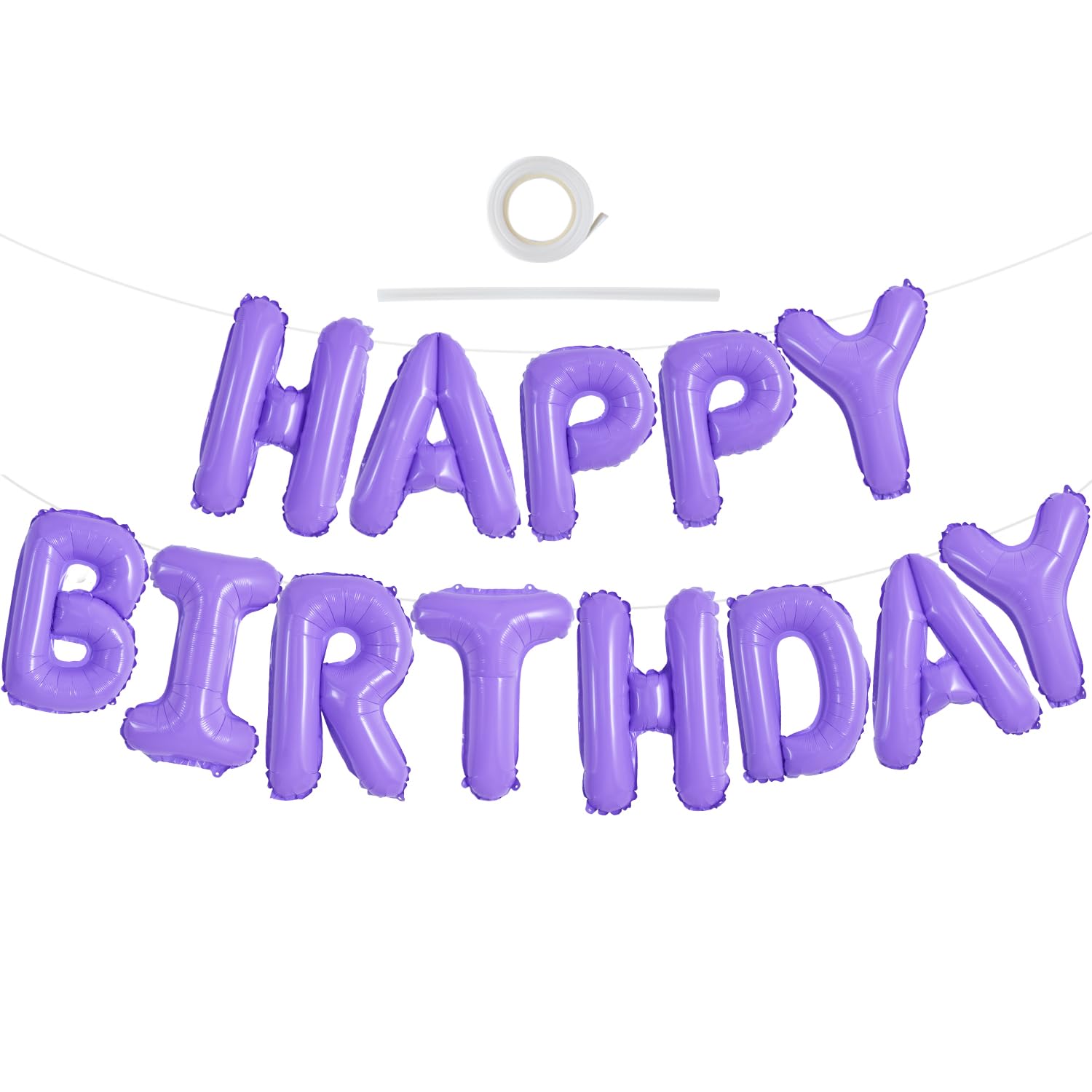 Photo 1 of TONIFUL Light Purple Happy Birthday Balloons Banner 16 Inch Mylar Foil Letters Birthday Sign Banner Bunting Reusable for Girls Boys Kids & Adults Birthday Decorations and Halloween Party Supplies