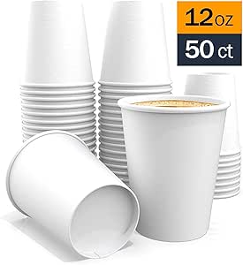 Amazon.com: 12 oz Paper Cups – White Coffee Paper Cups for Tea Water ...