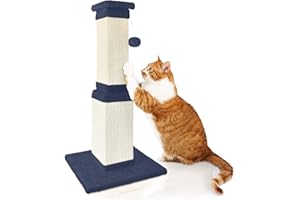 AGYM Cat Scratching Post, 32 Inch Cat Scratch Post for Cats and Kittens, Nature Sisal Modern Cat Scratcher for Indoor Cats, Protect Your Furniture and Exercise Cats, Blue