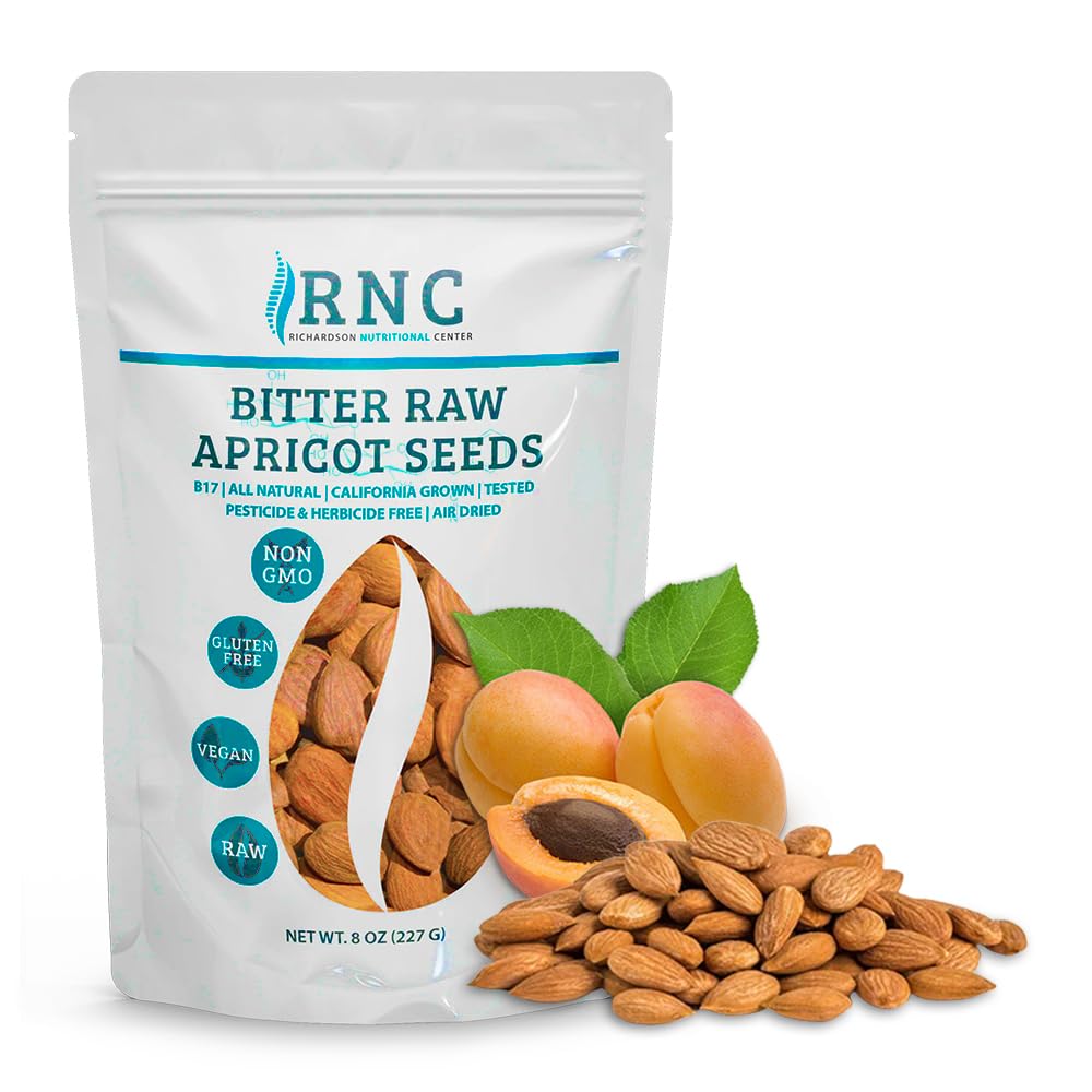 Photo 1 of Richardson Nutritional Center Fresh Raw Bitter Apricot Seeds - California Grown Kernels with Amygdalin, B Vitamins, Minerals, Protein - Lab Tested, Vegan, No Gluten or GMO - 8oz Bag