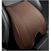 ZLOHPAE Memory Foam PU Leather Lumbar Pillow - Car Middle/Lower Back Support Pillow - Suitable for Car Seats, Office Chairs, Recliners, etc. (Brown)