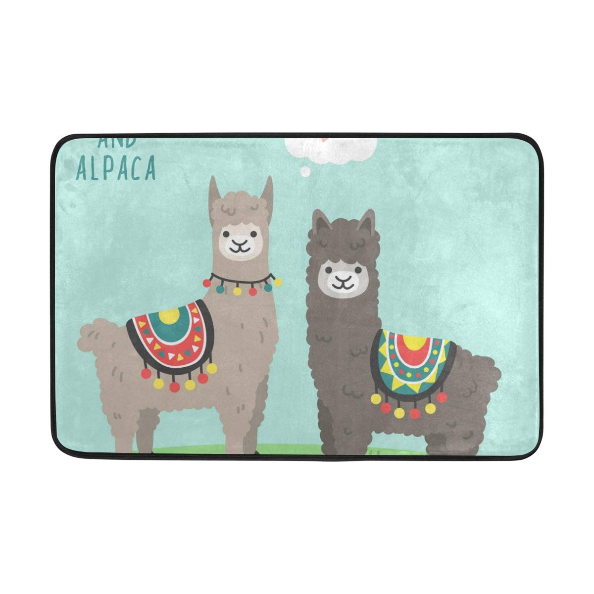 ISAOA Cute Llama And Alpaca Doormat,Non-slip and Washable - Indoor,Inside Foot Mats - Doormats for Indoors -60 x 40 cm Bath Kitchen Rug