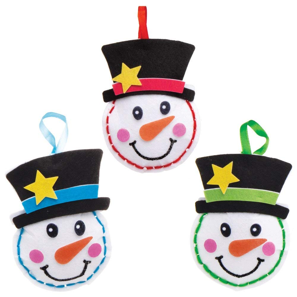 Baker Ross Snowman Decoration Sewing Kits, Christmas Arts and Crafts (Pack of 3), Assorted, 17.5 cm - Image 4